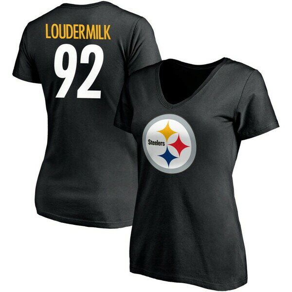 t@ieBNX fB[X TVc gbvX Pittsburgh Steelers Fanatics Branded Women's Team Authentic Personalized Name & Number VNeck TShirt Black