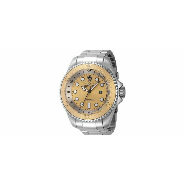 インビクタ メンズ 腕時計 アクセサリー Men's 44746 Hydromax Quartz 3 Hand Gold Dial Watch Silver