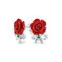 ブリング レディース ピアス&イヤリング アクセサリー Delicate Floral Blooming Flower Emerald Green CZ Bow...