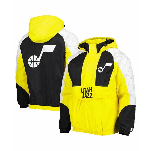 スターター メンズ ジャケット＆ブルゾン アウター Men's Gold Utah Jazz Body Check Raglan Hoodie Half-Zip Jacket Gold