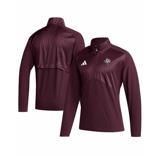 アディダス メンズ パーカー・スウェットシャツ アウター Men's Maroon Texas A&M Aggies Sideline AEROREADY Raglan Sleeve Quarter-Zip Jacket Maroon