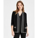 アンクライン レディース ニット&セーター アウター Women's Malibu Piped Cardigan Anne Black/ Anne White