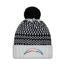 ニューエラ レディース 帽子 アクセサリー Women's Black, White Los Angeles Chargers 2023 NFL Crucial Catch Cuffed Pom Knit Hat Black, White(4)