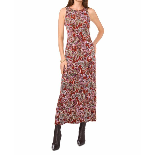 ヴィンスカムート レディース ワンピース トップス Women's Paisley-Print Sleeveless Maxi Dress Natural Brown