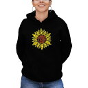 エルエーポップアート レディース パーカー・スウェットシャツ アウター Women's Sunflower Word Art Hooded Sweatshirt Black