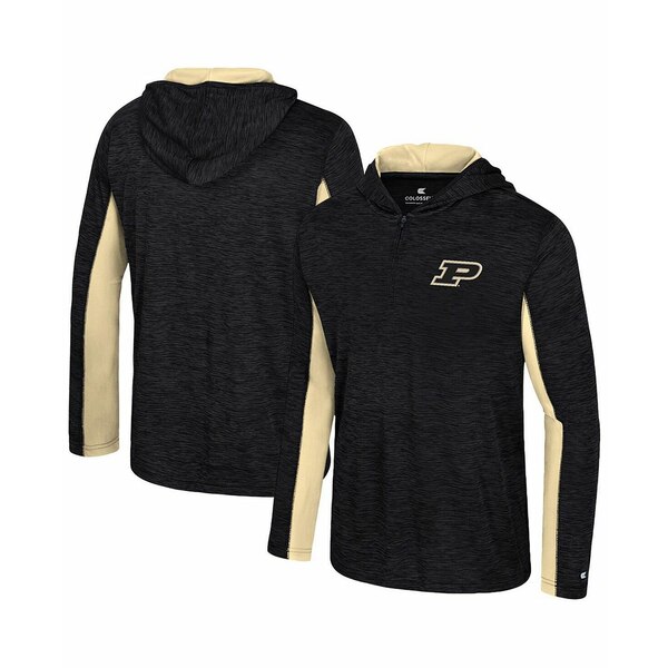 コロシアム メンズ パーカー・スウェットシャツ アウター Men's Black Purdue Boilermakers Always Sunny Quarter-Zip Hoodie Black(4)