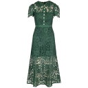 セルフ・ポートレイト レディース ワンピース トップス Midi Dress In Bottle Green Lace Green