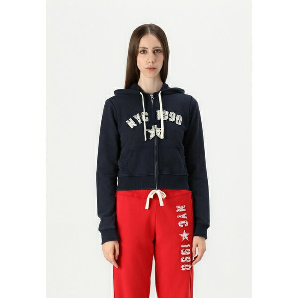 ビー ディ ジー アーバン アウトフィッターズ レディース パーカー・スウェットシャツ アウター NYC SHRUNKEN ZIP THRU - Zip-up sweatshirt - navy