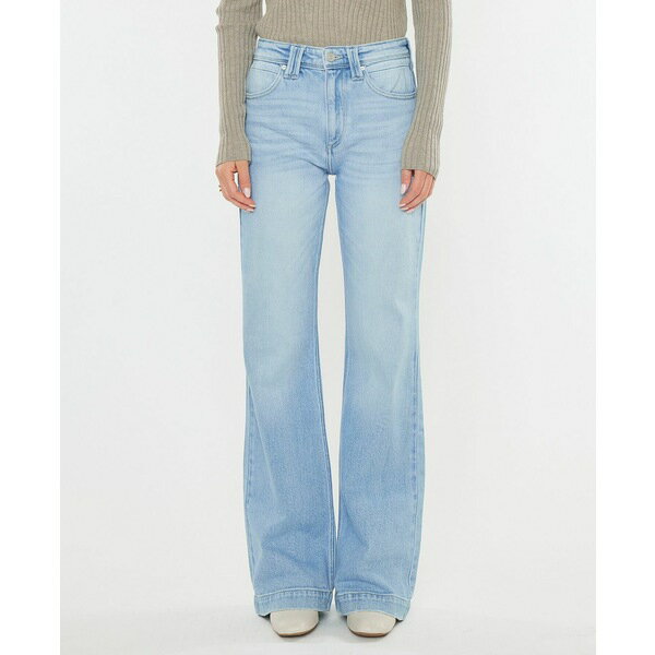 カンクン レディース デニムパンツ ボトムス Women's High Rise Wide Flare Jeans Light Denim