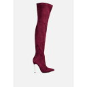 ロンンドンラグ レディース ブーツ シューズ jaynetts stretch suede micro over the knee boots Burgundy