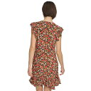 g~[ qtBK[ fB[X s[X gbvX Women's Floral-Print Ruffled Shift Dress Sky Capt M