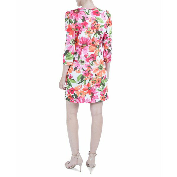 ジュリア ジョーダン レディース ワンピース トップス Women's Floral-Print 3/4-Sleeve Twist-Front Sheath Dress Ivory/multi