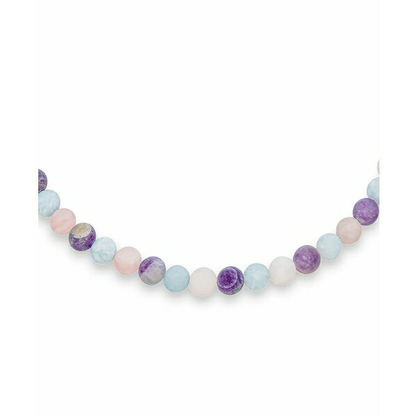 ブリング レディース ネックレス チョーカー ペンダントトップ アクセサリー Plain Simple Western Jewelry Mixed Amethyst Aquamarine and Rose Quartz Matte Round 10MM Bead Strand Necklace For Women Silver Plated Clasp 18 Inch Multi gemstones