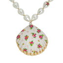 xbcBW\ fB[X lbNXE`[J[Ey_ggbv ANZT[ Faux Stone Floral Shell Pendant Necklace White, Gold