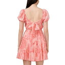 XeCg fB[X s[X gbvX Women's Printed Puff-Sleeve Fit & Flare Dress Rose Gauze