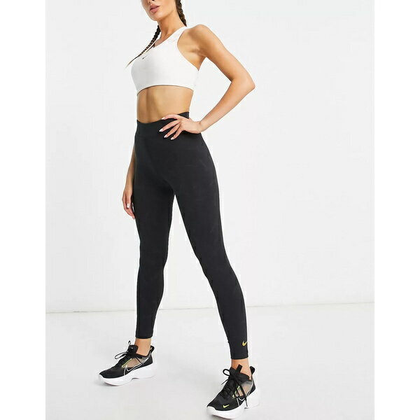 ナイキ レディース レギンス ボトムス Nike Dance Pack high-waisted all over logo tights in black Black