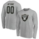 ファナティクス メンズ Tシャツ トップス Las Vegas Raiders Fanatics Branded Team Authentic Custom Long Sleeve TShirt Gray