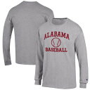 楽天astyチャンピオン メンズ Tシャツ トップス Alabama Crimson Tide Champion Baseball Icon Long Sleeve TShirt Gray