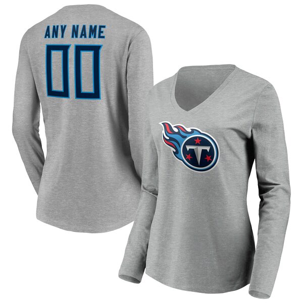 t@ieBNX fB[X TVc gbvX Tennessee Titans Fanatics Branded Women's Team Authentic Custom Long Sleeve VNeck TShirt Gray