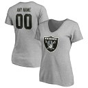 t@ieBNX fB[X TVc gbvX Las Vegas Raiders Fanatics Branded Women's Team Authentic Custom VNeck TShirt Gray