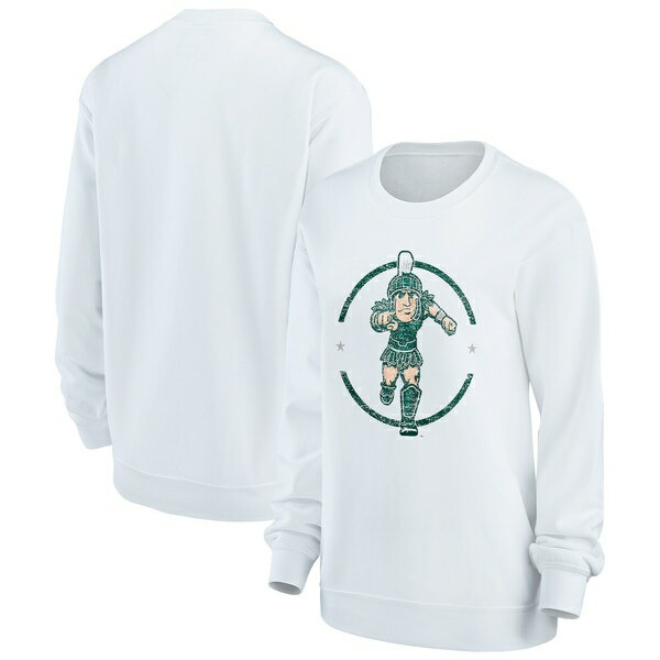 ゲームデイ レディース パーカー・スウェットシャツ アウター Michigan State Spartans Women's End Zone Pullover Sweatshirt White