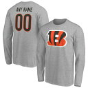 ファナティクス メンズ Tシャツ トップス Cincinnati Bengals Fanatics Branded Team Authentic Custom Long Sleeve TShirt Gray