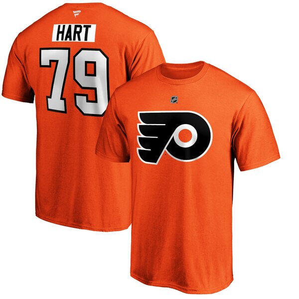 ファナティクス メンズ Tシャツ トップス Carter Hart Philadelphia Flyers Fanatics Branded Authentic Stack Player Name & Number TShirt Orange