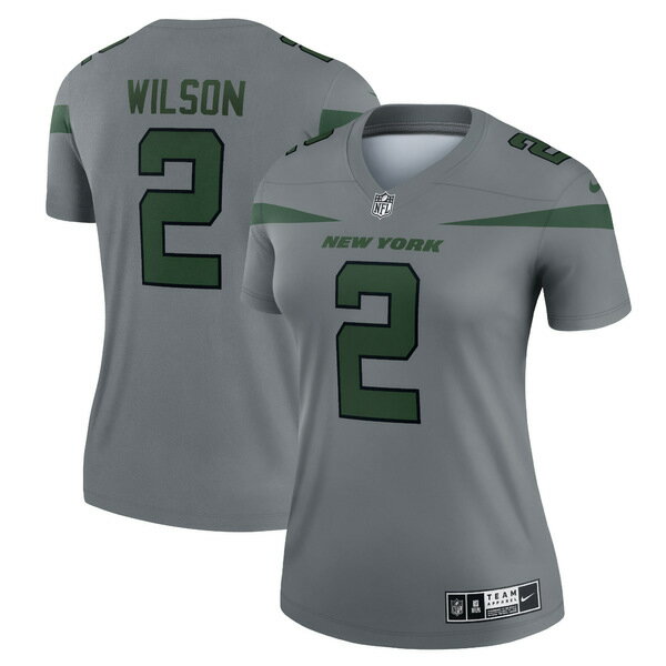 ナイキ レディース ユニフォーム トップス Zach Wilson New York Jets Nike Women's Inverted Legend Jersey Gray
