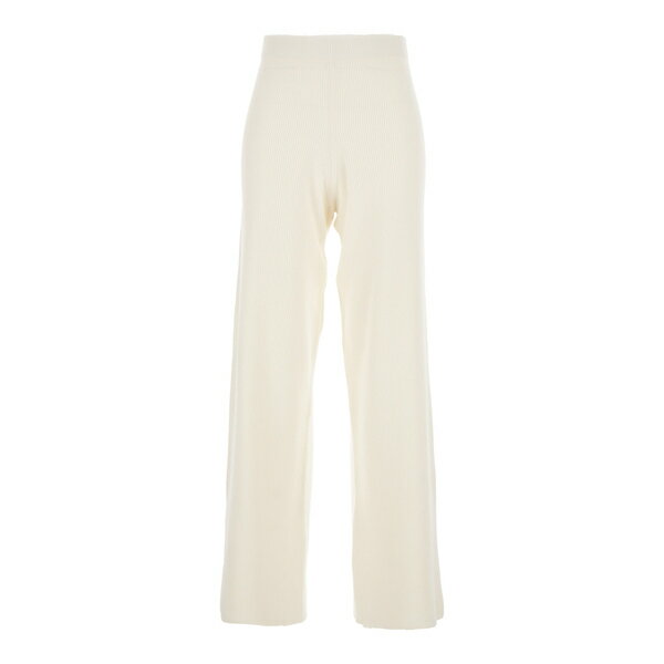 ファビアナ フィリッピ レディース カジュアルパンツ ボトムス Beige High-waisted Ribbed Knit Pants With Straight Hem In Wool Blend Woman Beige