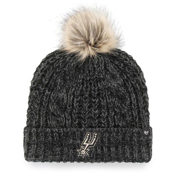 フォーティーセブン レディース 帽子 アクセサリー San Antonio Spurs '47 Women's Meeko Cuffed Knit Hat with Pom Black