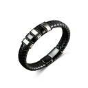 ローナ サットン メンズ ブレスレット・バングル・アンクレット アクセサリー Black Nomad Identification Leather Stainl...