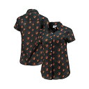 フォコ レディース カットソー トップス Women's Orange Baltimore Orioles Floral Button Up Shirt Bla...