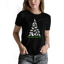 エルエーポップアート レディース Tシャツ トップス Women's Here Comes Santa Paws Word Art Crew Neck T-Shirt Black