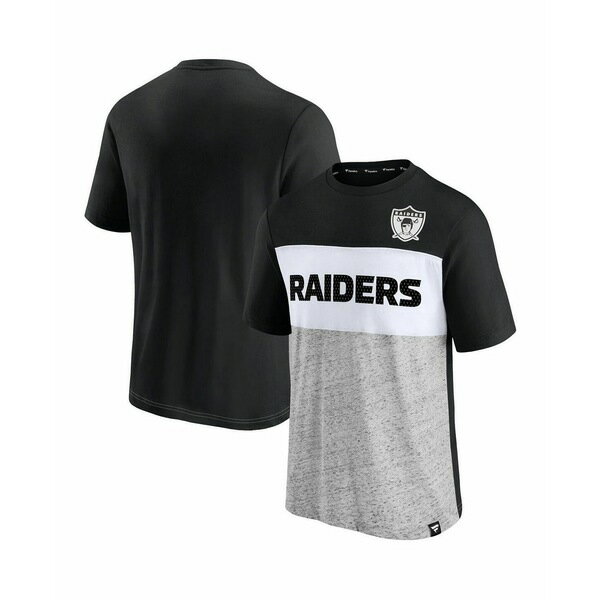 եʥƥ   ȥåץ Men's Black, Heathered Gray Las Vegas Raiders Thr...