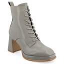 ジャーニーコレクション レディース ブーツ シューズ Women's Kalindi Block Heel Combat Booties Gray