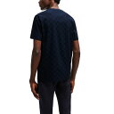 ヒューゴボス メンズ Tシャツ トップス Men 039 s Porsche Check Jacquard T-shirt Dark Blue