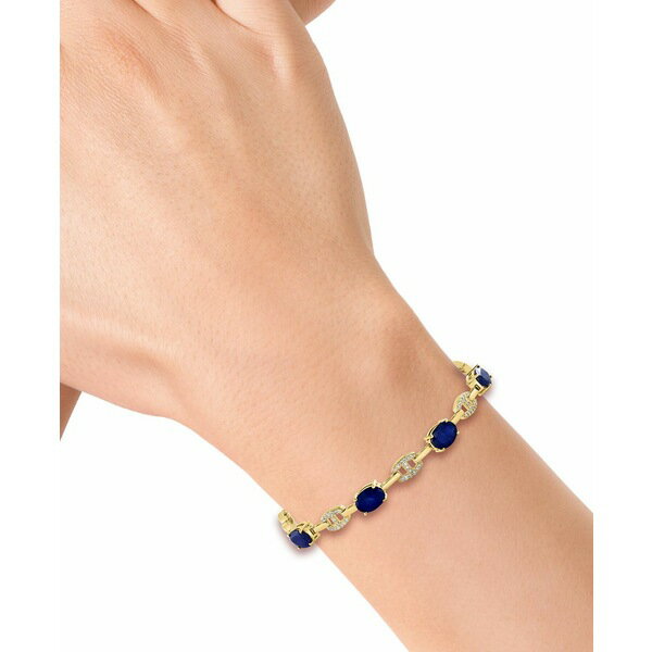 ե 쥯 ǥ ֥쥹åȡХ󥰥롦󥯥å ꡼ EFFY® Sapphire (3-3/4 ct. t.w) & Diamond (1/8 ct. t.w.) Mariner Tennis Link Bracelet in 14k Gold Yellow Gold
