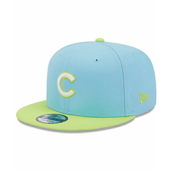 j[G fB[X Xq ANZT[ Men's Light Blue and Neon Green Chicago Cubs Spring Basic Two-Tone 9FIFTY Snapback Hat Light Blue, Neon Green