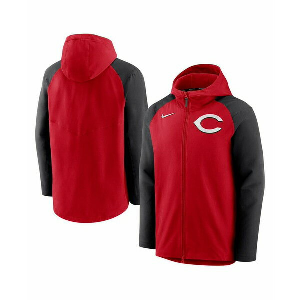 ナイキ ブルゾン レディース ナイキ レディース ジャケット＆ブルゾン アウター Men's Red and Black Cincinnati Reds Authentic Collection Full-Zip Hoodie Performance Jacket Red, Black