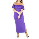 24セブンコンフォート レディース ワンピース トップス Plus Size Ruffle Off The Shoulder Maxi Dress Purple