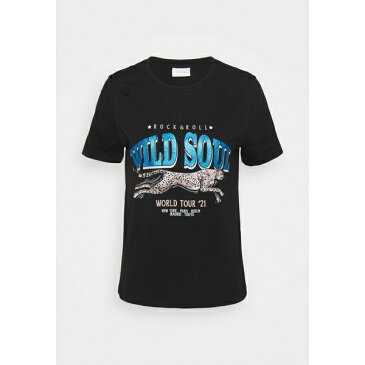 ヴィラ レディース Tシャツ トップス VIVULKANA GLITTER - Print T-shirt - black aop wild soul