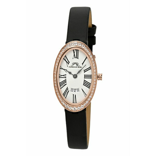 ポルサモンブリュー レディース 腕時計 アクセサリー Women's Eloise Watch with Topaz Gemstone and Genuine Leather Band 1351CELL Rose tone and black