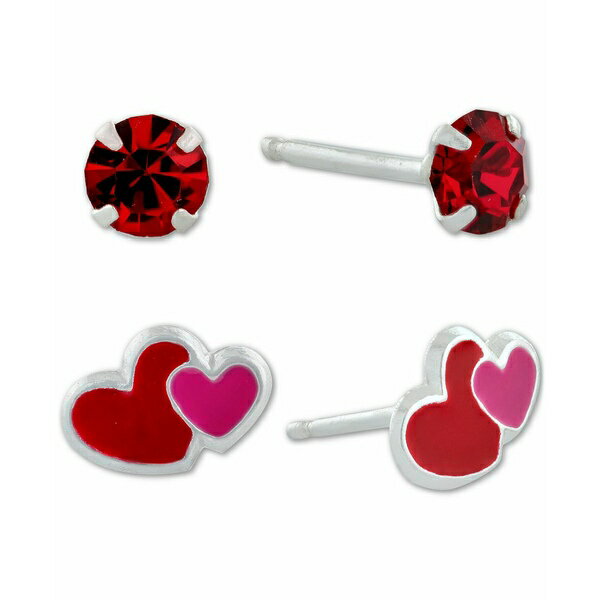 ジャニ ベルニーニ レディース ピアス＆イヤリング アクセサリー 2-Pc. Set Crystal Solitaire & Enamel Heart Stud Earrings in Sterling Silver, Created for Macy's Multi