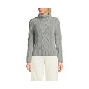 ランズエンド レディース ニット&セーター アウター Women's Drifter Cable Turtleneck Sweater Gray heather(4)