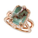 ルヴァン メンズ リング アクセサリー Peacock Aquaprase (14 x 10mm) & Vanilla Topaz (1/3 ct. t.w.)...