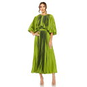 マックダガル レディース ワンピース トップス Women's Pleated Caplet T-Length Gown Dress Apple green