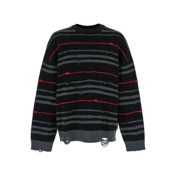 ジュン・ジー メンズ ニット&セーター アウター Multicolor Striped Sweater With Used Effect In Wool Man Multicolor(4)