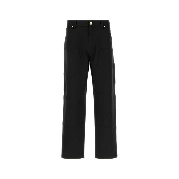 ヴェルサーチ メンズ カジュアルパンツ ボトムス Carpenter Logo-patch Straight-leg Trousers BLACK