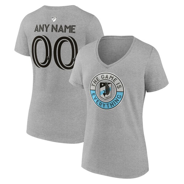 t@ieBNX fB[X TVc gbvX Minnesota United FC Fanatics Branded Women's The Game Is Everything Personalized Any Name & Number VNeck TShirt Heather Gray