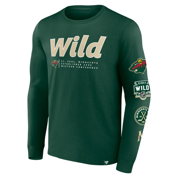 եʥƥ  T ȥåץ Minnesota Wild Fanatics Branded Strike the Goal Long Sleeve TShirt Green